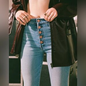 MOTHER THE PIXIE HUSTLER HIGH-RISE ANKLE FRAY JEANS